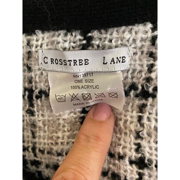 Crosstree Lane Black & White Plaid Poncho - Picture 6 of 6